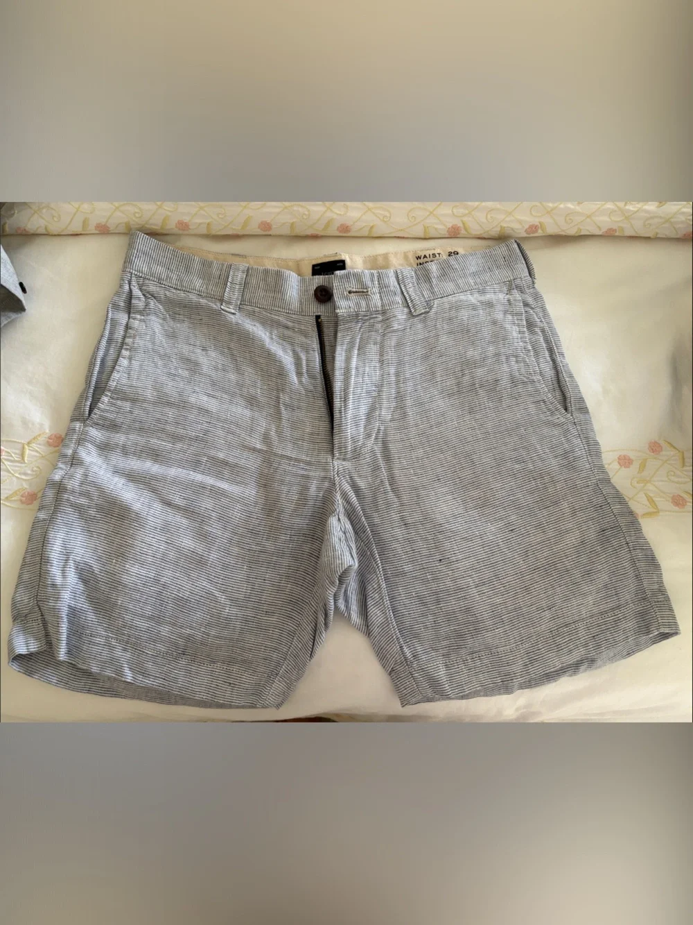 J. Crew Men's Light Gray Pinstripe Flat Front Shorts